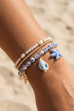 Load image into Gallery viewer, Sea Life Charms Floral Ceramic And Pearl Beaded Bracelet Set