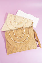 Load image into Gallery viewer, Shell Beaded Woven Envelope Clutch