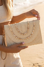 Load image into Gallery viewer, Shell Beaded Woven Envelope Clutch