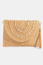 Load image into Gallery viewer, Shell Beaded Woven Envelope Clutch