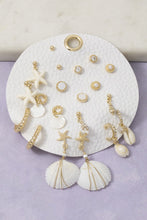 Load image into Gallery viewer, Coastal Shell &amp; Pearl 10 Pair Earring Set