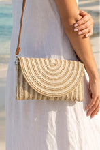 Load image into Gallery viewer, Metallic Arc Woven Envelope Clutch
