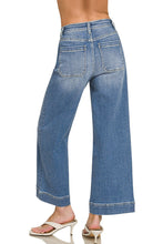 Load image into Gallery viewer, High Rise Wide Leg Pintuck Denim Pants - back view