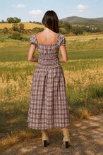 Load image into Gallery viewer, Burgundy Plaid A-line Midi Dress