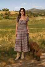 Load image into Gallery viewer, Burgundy Plaid A-line Midi Dress