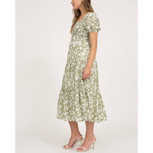 Load image into Gallery viewer, Contrast Floral Smocked Midi Dress