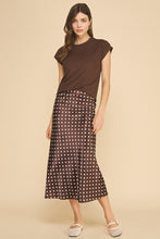 Load image into Gallery viewer, Brown &amp; Cream Polka Dot Midi Skirt