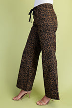 Load image into Gallery viewer, Wild at Heart Drawstring Leopard Denim Pants
