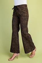 Load image into Gallery viewer, Wild at Heart Drawstring Leopard Denim Pants