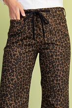 Load image into Gallery viewer, Wild at Heart Drawstring Leopard Denim Pants