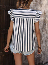 Load image into Gallery viewer, Color Block Stripe Patchwork Ruffle Sleeve Top