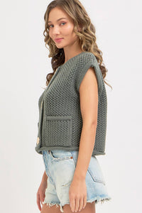 Button Closure  Knit Vest