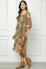 Load image into Gallery viewer, High Low Hem Smocked Top Floral Dress