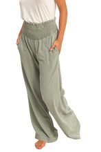 Load image into Gallery viewer, Sage Green High- Rise Smocked Waist Pant