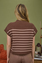 Load image into Gallery viewer, Chocolate Brown Mock Neck Striped Sweater
