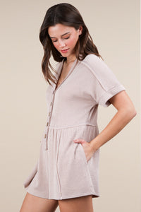 Two Tone Ribbed Knit Romper