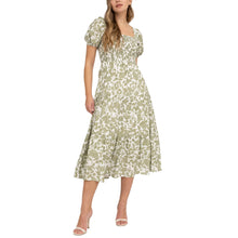 Load image into Gallery viewer, Contrast Floral Smocked Midi Dress