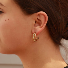 Load image into Gallery viewer, Triple Glow Gold Huggie Earrings
