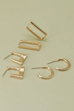 Load image into Gallery viewer, Gold Geo Mini Trio Hoop Earring Set