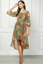 Load image into Gallery viewer, High Low Hem Smocked Top Floral Dress