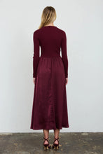 Load image into Gallery viewer, Graceful Days Ribbed &amp; Satin Midi Dress