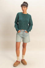 Load image into Gallery viewer, Teal Green Cable Knit Sweater