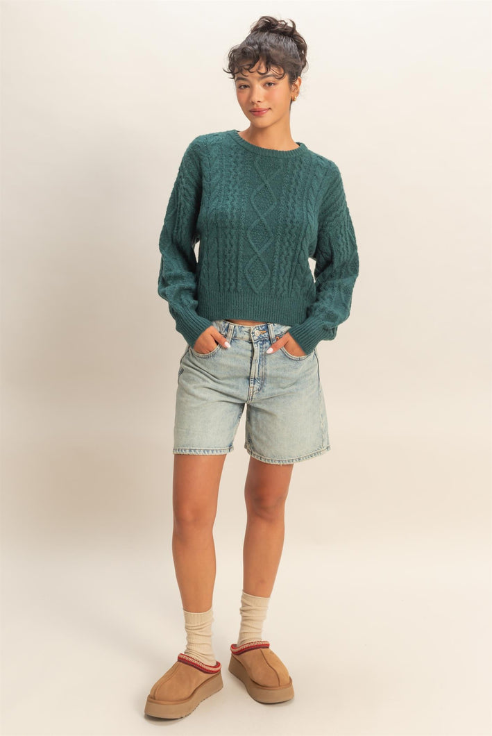 Teal Green Cable Knit Sweater