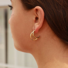 Load image into Gallery viewer, Triple Glow Gold Huggie Earrings