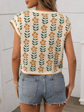 Load image into Gallery viewer, Retro Floral Knit Crop Top Short Sleeve Vintage Pullover