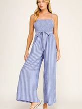 Load image into Gallery viewer, Coastal Stripe Smocked Wide Leg Jumpsuit