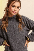 Load image into Gallery viewer, Loose Fit Balloon Sleeves Mock Neck Sweater