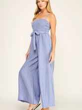 Load image into Gallery viewer, Coastal Stripe Smocked Wide Leg Jumpsuit