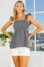Load image into Gallery viewer, Ruffle Sleeve Tie Back Gingham Top