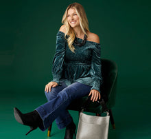 Load image into Gallery viewer, Pleated Velour Peplum Top