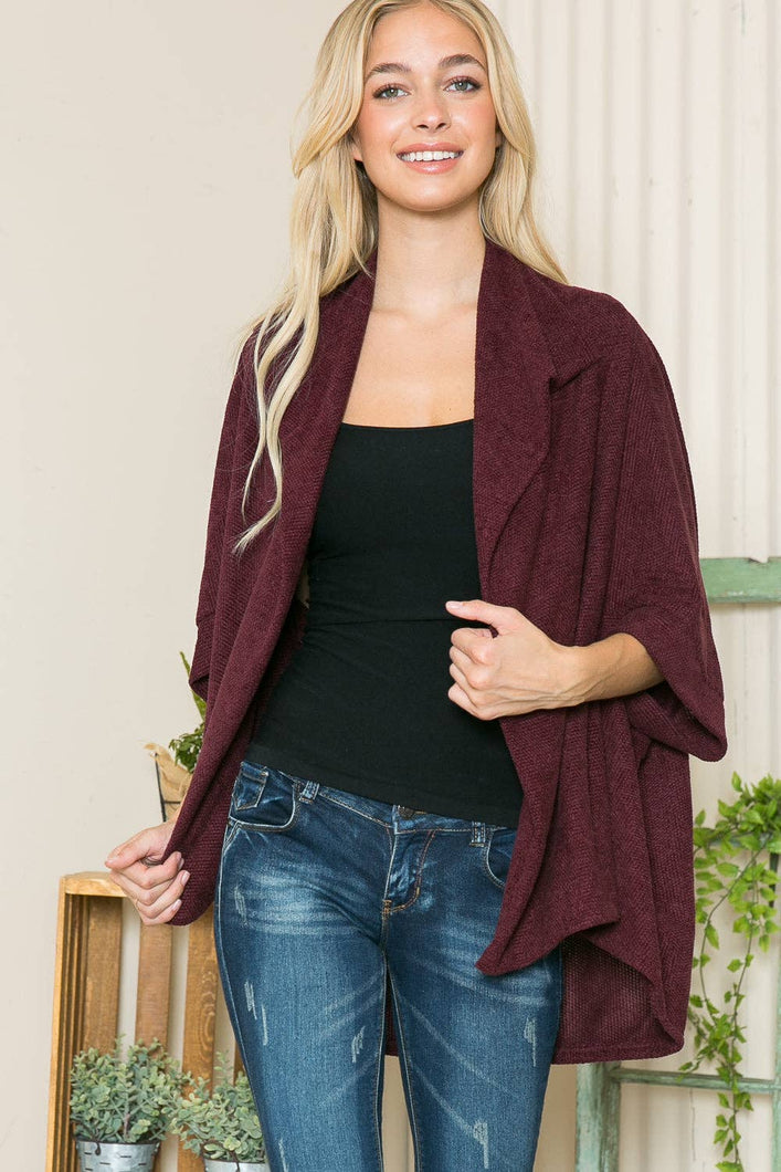 Textured Shawl Collared Sweater Cardigan