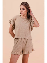 Load image into Gallery viewer, Floral Textured Ruffled Knit Top &amp; Shorts Set