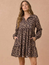 Load image into Gallery viewer, Taupe &amp; Black Leopard Print Babydoll Dress