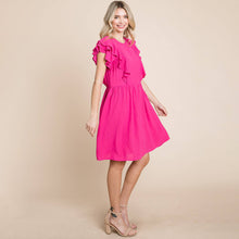 Load image into Gallery viewer, Flutter Sleeve Front Lace Ruched Dress