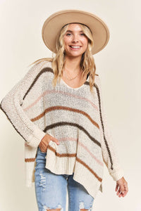 Multi Striped Oversized Lightweight Sweater