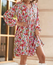 Load image into Gallery viewer, Multicolor Floral Flared Dress