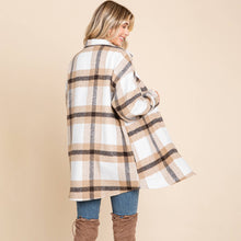 Load image into Gallery viewer, Button Up Plaid Flannel Shacket Jacket