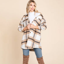 Load image into Gallery viewer, Button Up Plaid Flannel Shacket Jacket