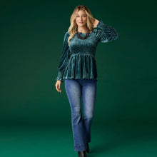 Load image into Gallery viewer, Pleated Velour Peplum Top