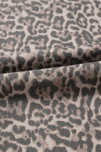 Leopard Frayed Edge Wide Leg High Waist Jeans