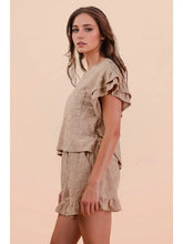 Load image into Gallery viewer, Floral Textured Ruffled Knit Top &amp; Shorts Set