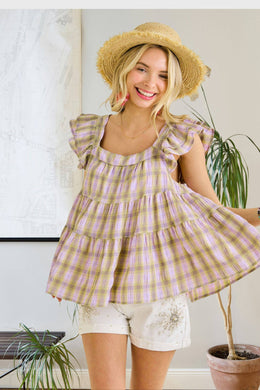 Ruffle Sleeve Babydoll Tunic Top