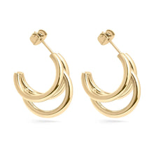 Load image into Gallery viewer, Triple Glow Gold Huggie Earrings