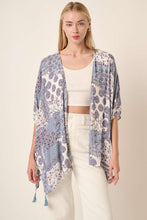 Load image into Gallery viewer, Dusty Blue Damask Patchwork Kimono
