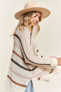 Multi Striped Oversized Lightweight Sweater