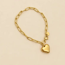 Load image into Gallery viewer, Golden Heart Link Bracelet
